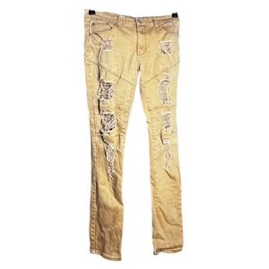 Men's Argonaut Distressed Skinny Jeans Men’s 34x34 Tan Stretch Denim Pre-owned